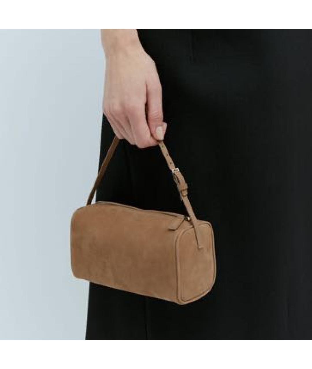 THE ROW Бежевая замшевая сумка с короткими ручками, фото 4