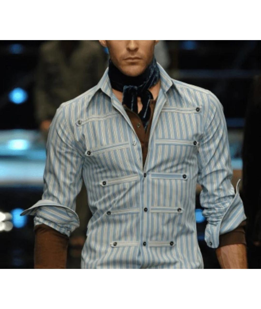 DOLCE&GABBANA Голубая хлопковая рубашка, фото 3