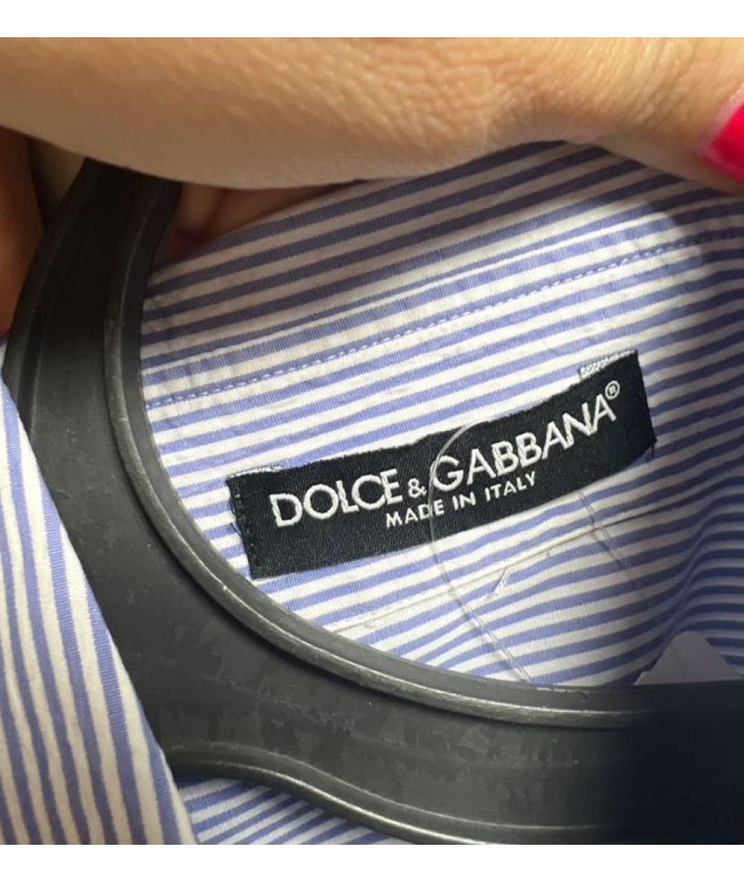 DOLCE&GABBANA Голубая хлопковая рубашка, фото 5