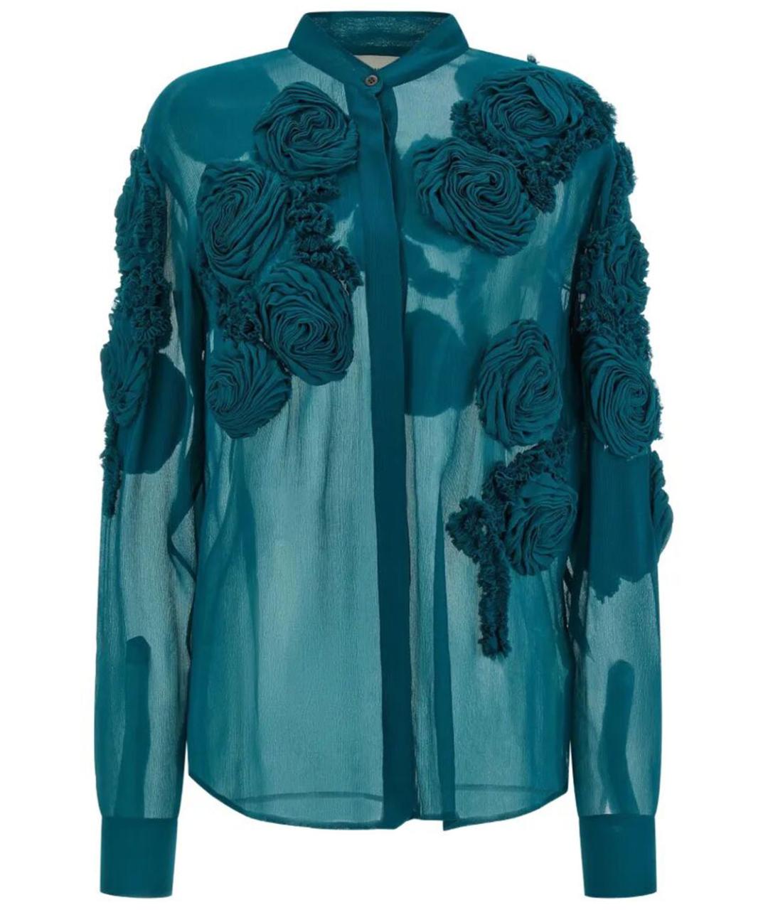 DRIES VAN NOTEN Бирюзовая вискозная рубашка, фото 1