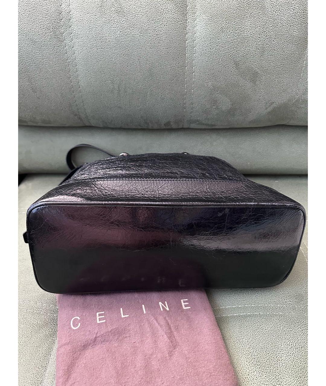 CELINE Черная сумка с короткими ручками из лакированной кожи, фото 8