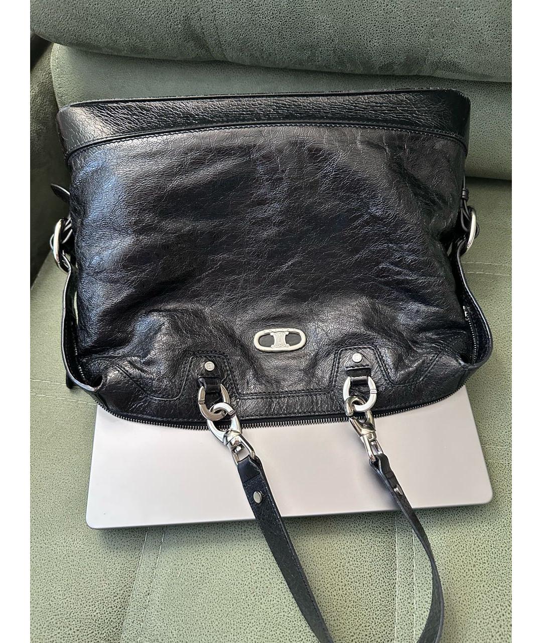 CELINE Черная сумка с короткими ручками из лакированной кожи, фото 6