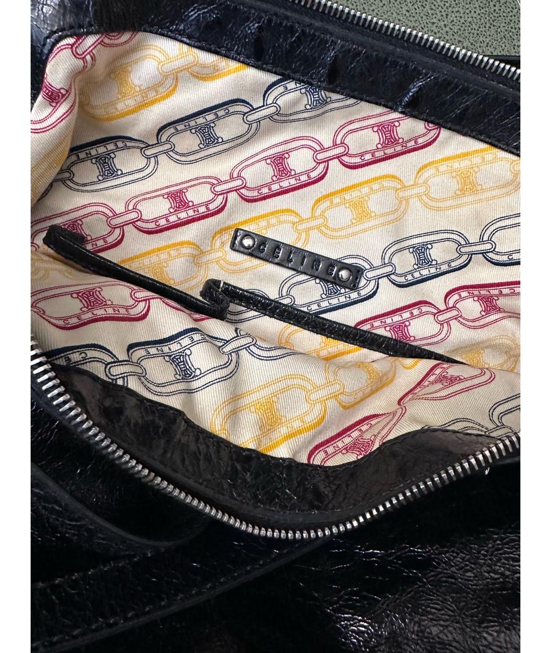 CELINE Черная сумка с короткими ручками из лакированной кожи, фото 4