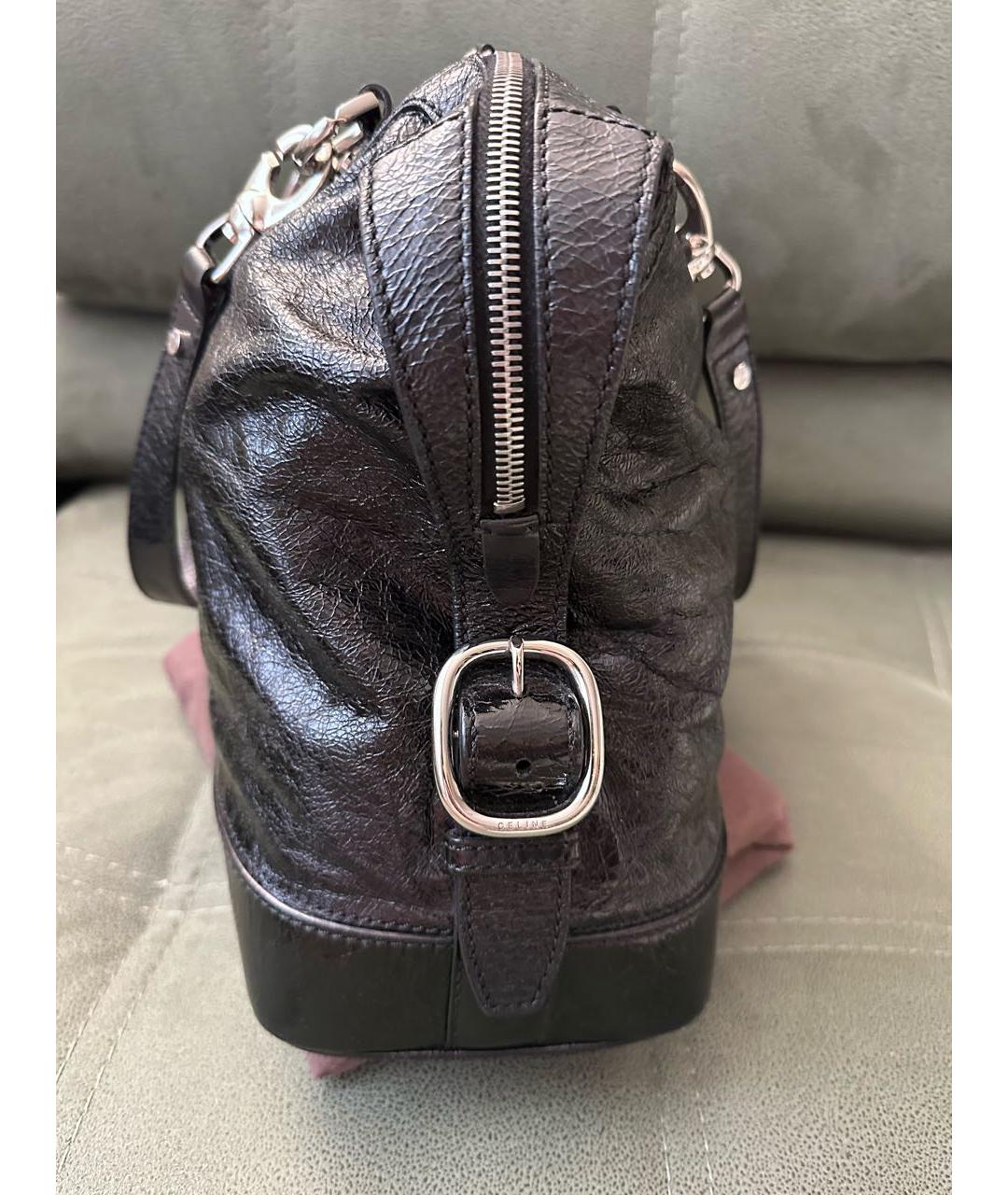 CELINE Черная сумка с короткими ручками из лакированной кожи, фото 2