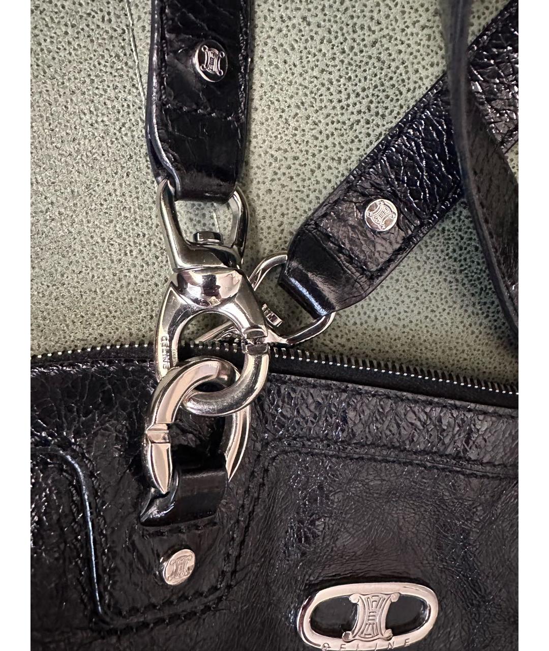 CELINE Черная сумка с короткими ручками из лакированной кожи, фото 7