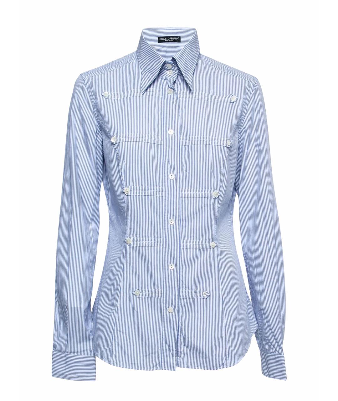 DOLCE&GABBANA Голубая хлопковая кэжуал рубашка, фото 9