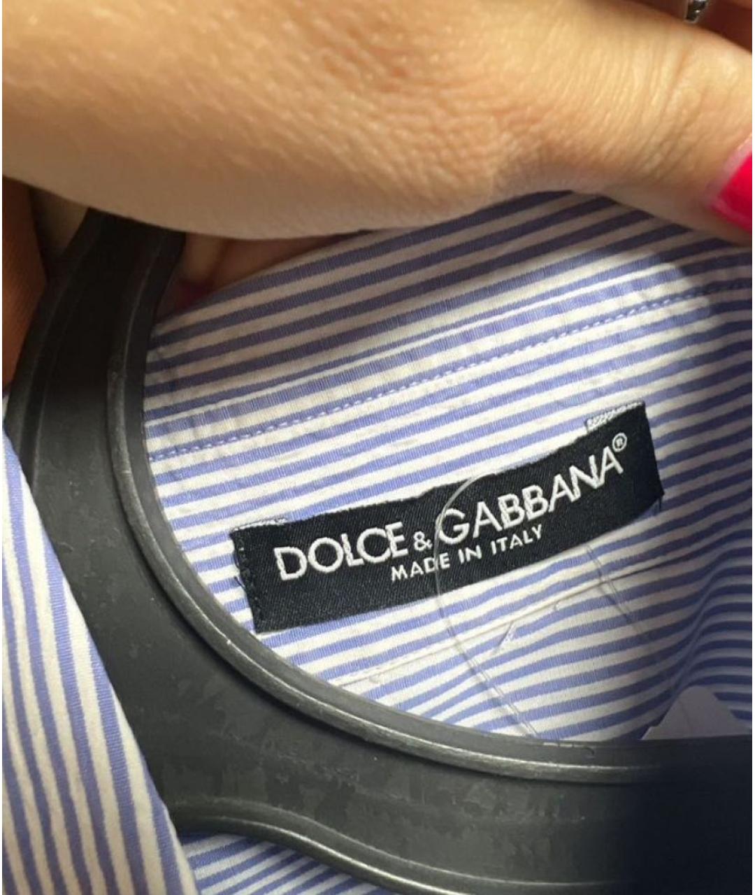 DOLCE&GABBANA Голубая хлопковая кэжуал рубашка, фото 8