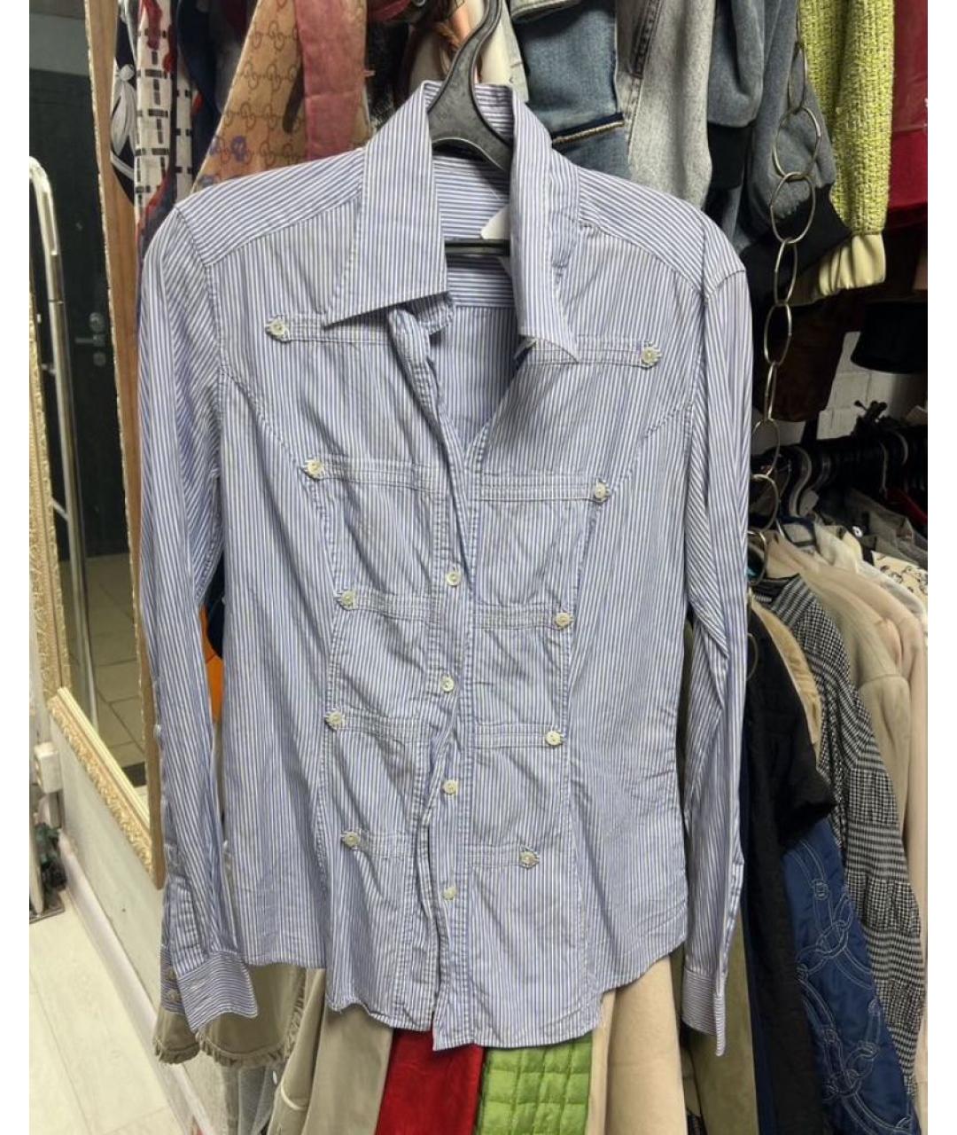 DOLCE&GABBANA Голубая хлопковая кэжуал рубашка, фото 5