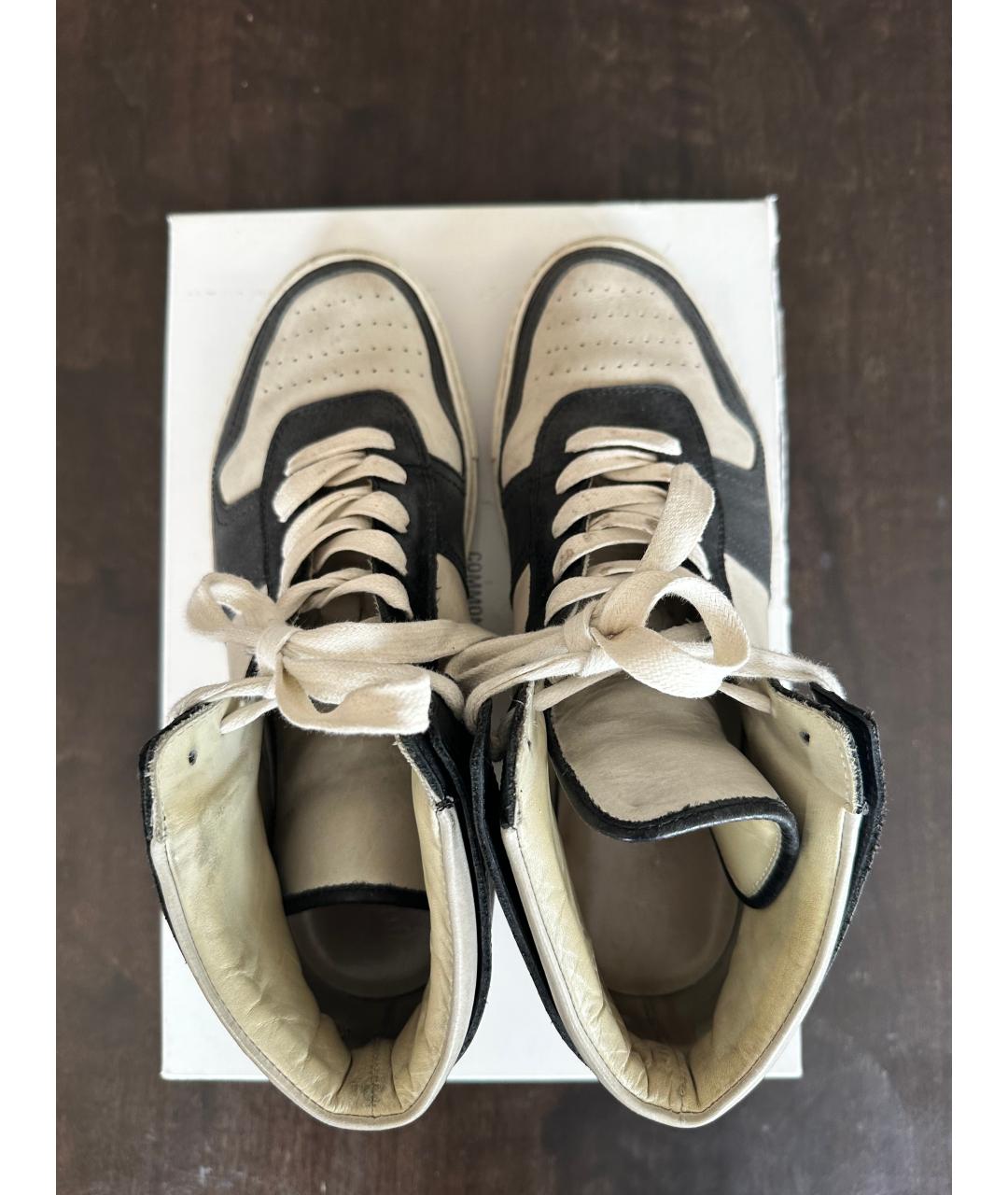 COMMON PROJECTS Белые кожаные высокие кроссовки / кеды, фото 3