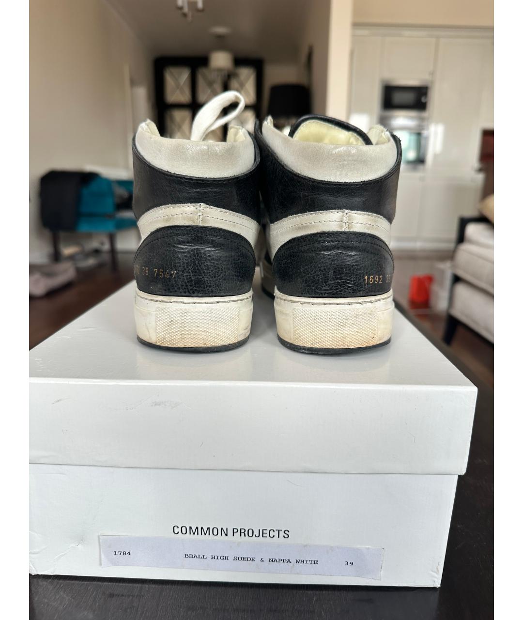 COMMON PROJECTS Белые кожаные высокие кроссовки / кеды, фото 4