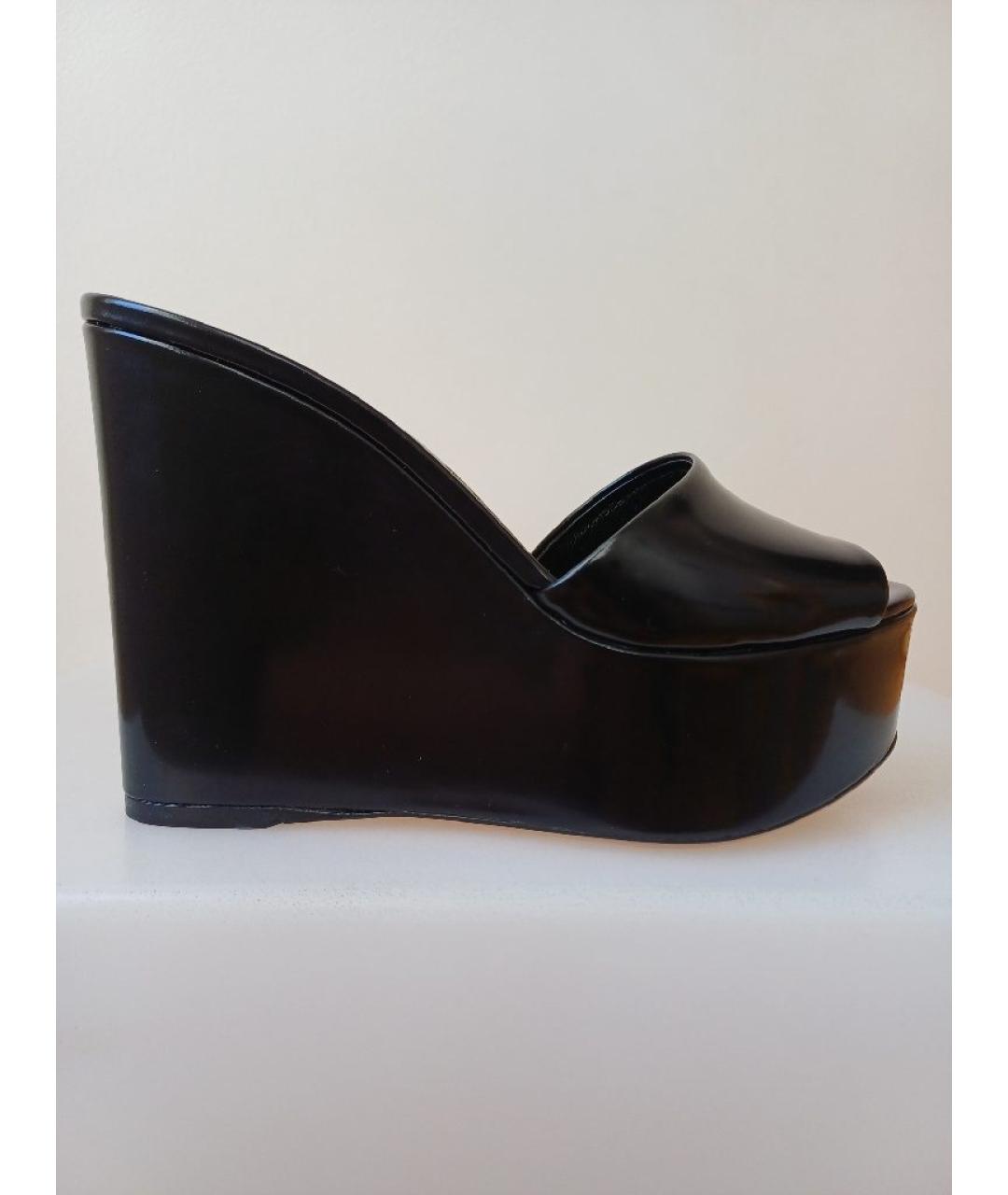 SERGIO ROSSI Черные сабо из лакированной кожи, фото 10