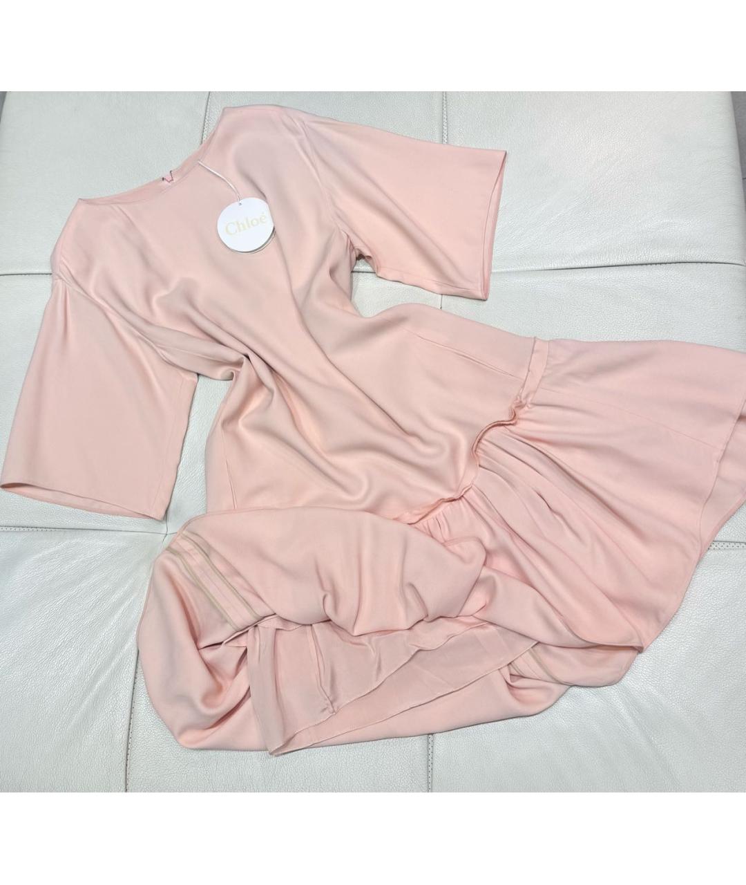 CHLOE Розовое вискозное коктейльное платье, фото 7