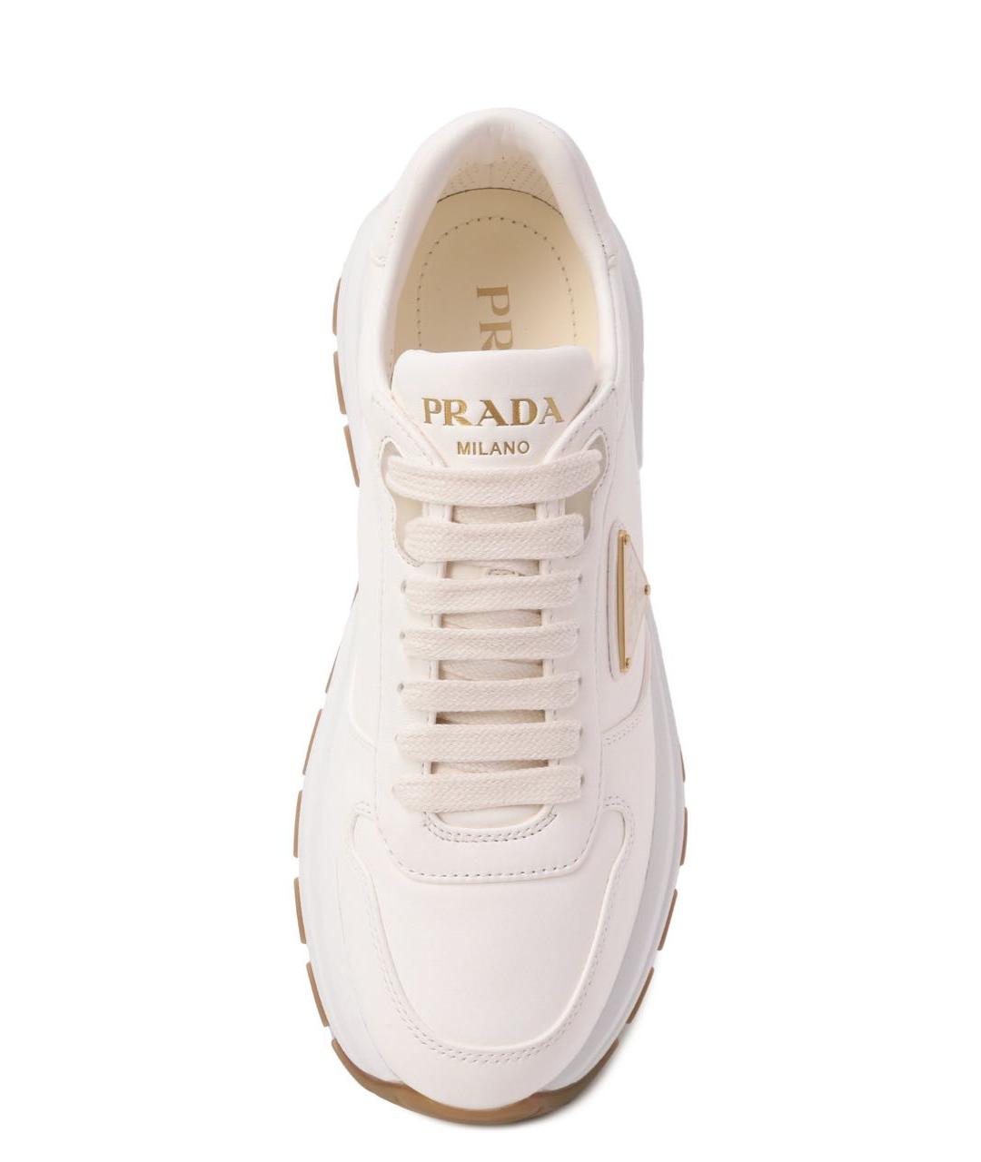 PRADA Белые кожаные кроссовки, фото 3