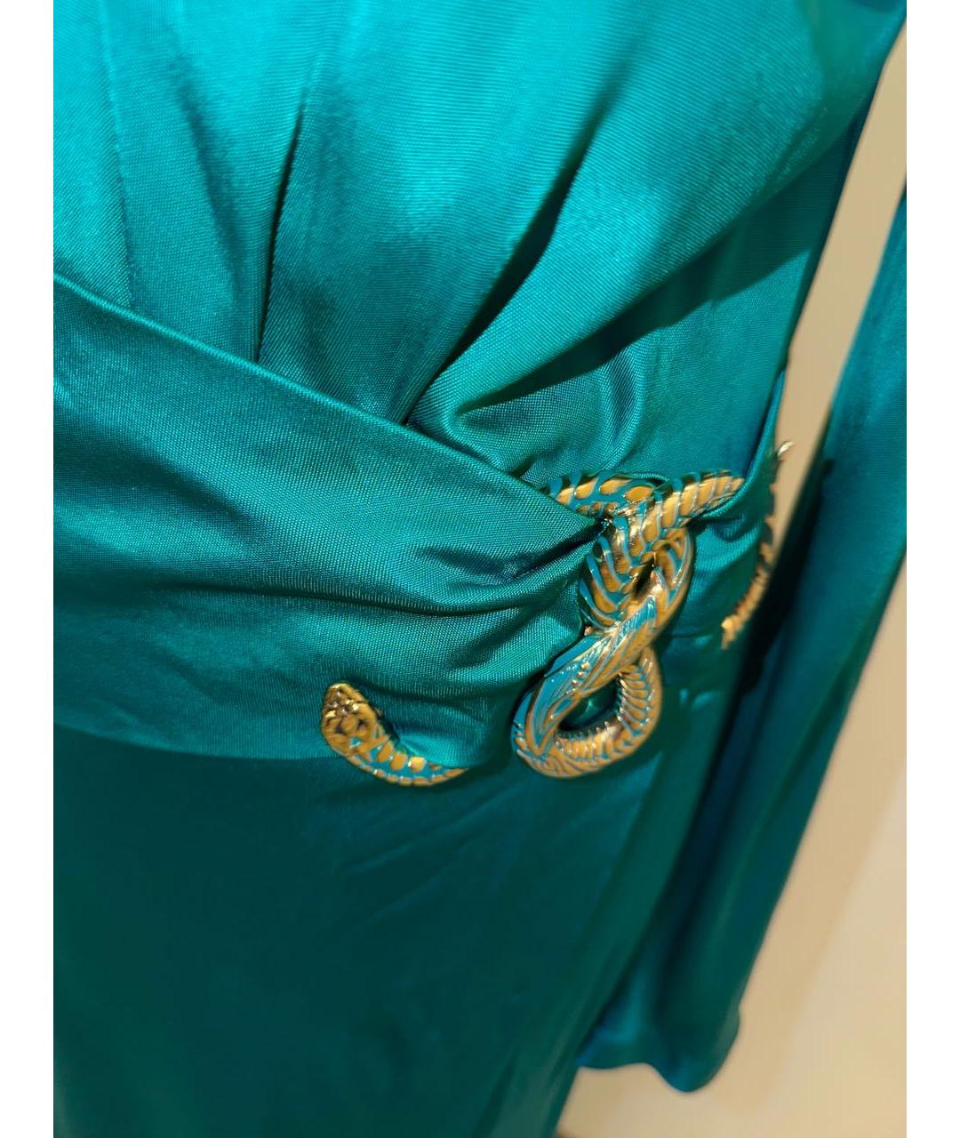 ROBERTO CAVALLI Бирюзовое вискозное вечернее платье, фото 4