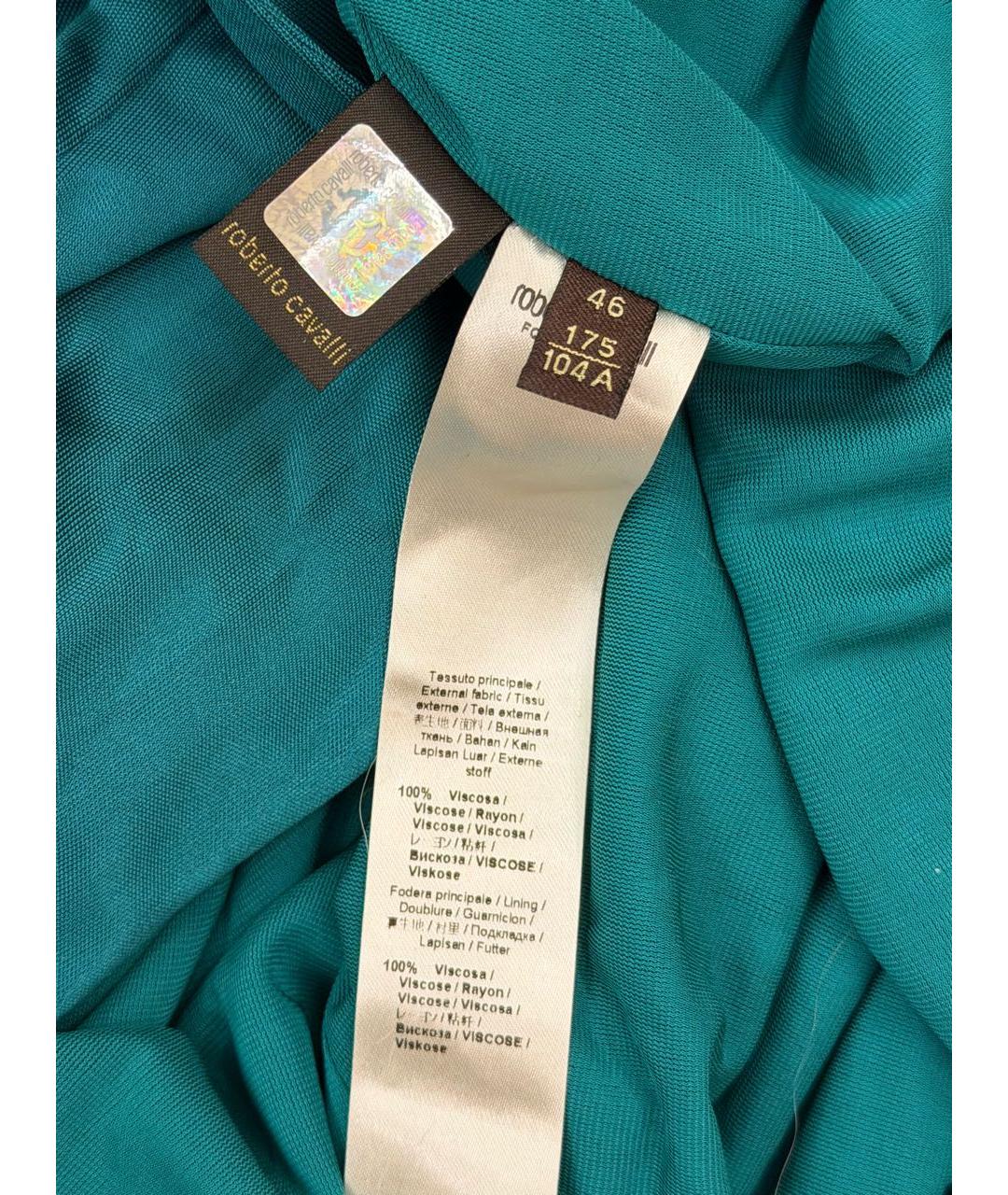 ROBERTO CAVALLI Бирюзовое вискозное вечернее платье, фото 6