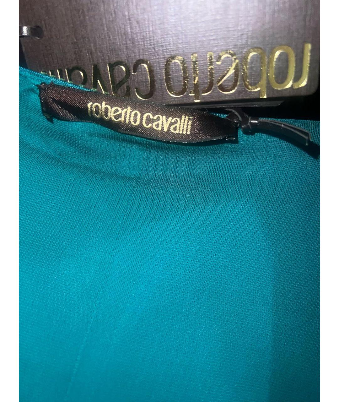 ROBERTO CAVALLI Бирюзовое вискозное вечернее платье, фото 3