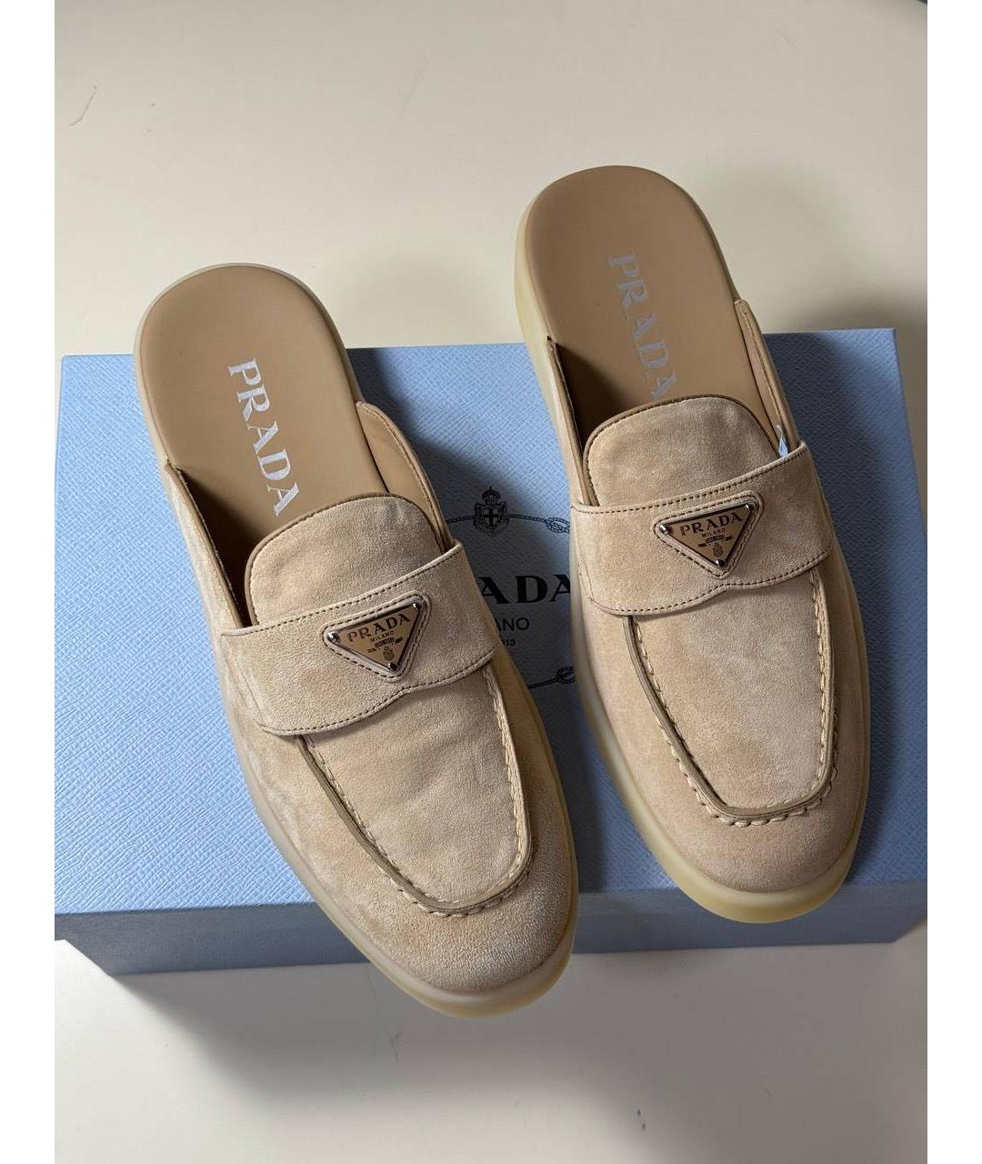 PRADA Бежевые замшевые мюли, фото 2