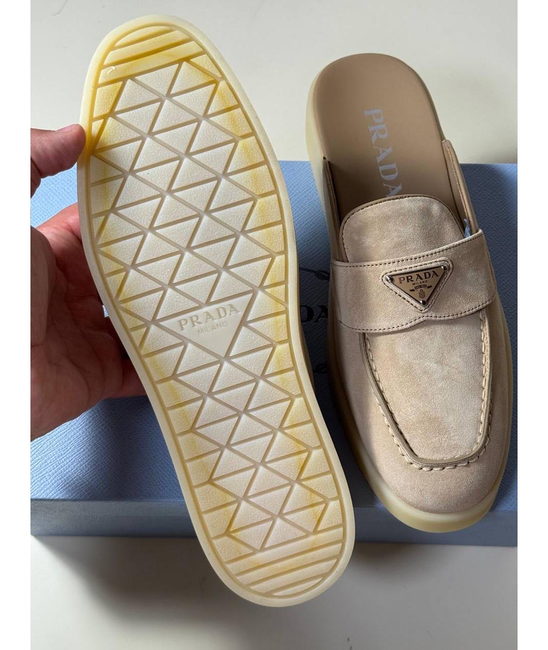 PRADA Бежевые замшевые мюли, фото 3