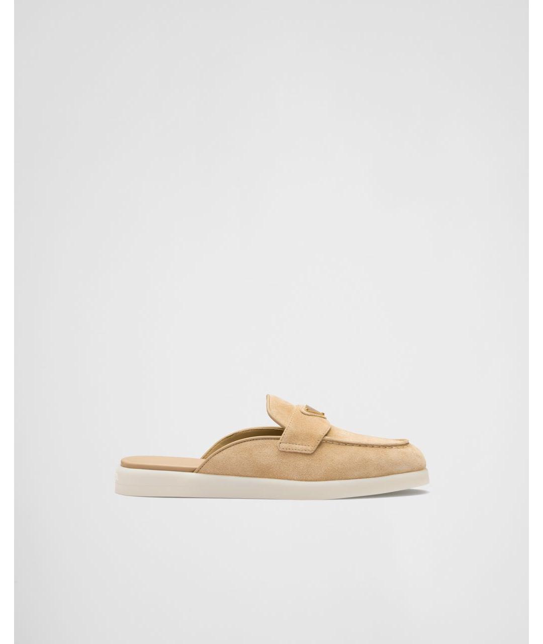 PRADA Бежевые замшевые мюли, фото 6