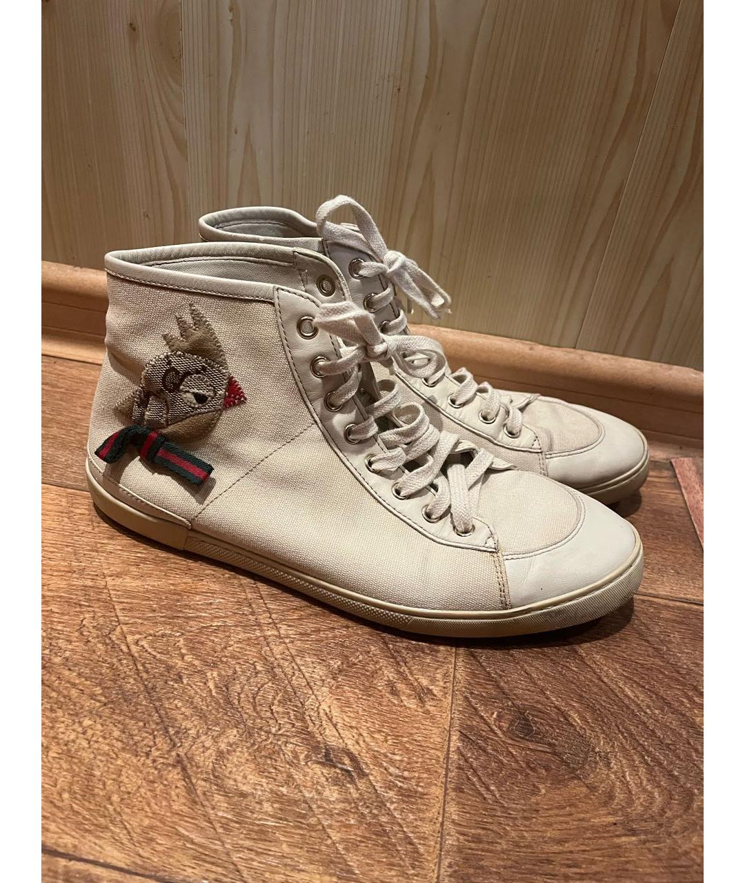 GUCCI Бежевые текстильные кеды, фото 7