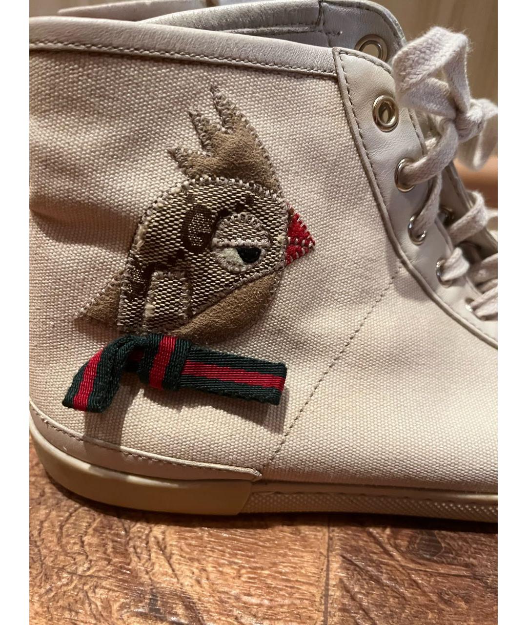 GUCCI Бежевые текстильные кеды, фото 3