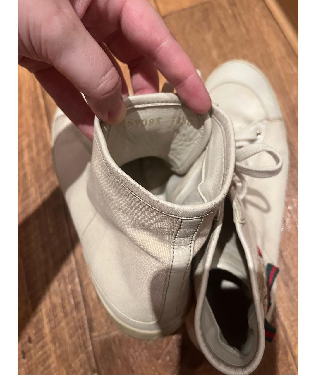 GUCCI Бежевые текстильные кеды, фото 5