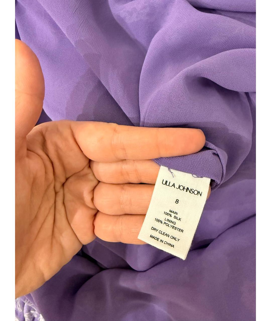 ULLA JOHNSON Фиолетовое шелковое повседневное платье, фото 3