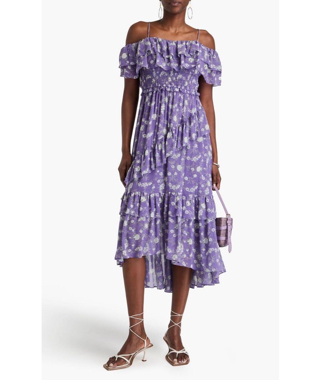 ULLA JOHNSON Фиолетовое шелковое повседневное платье, фото 6