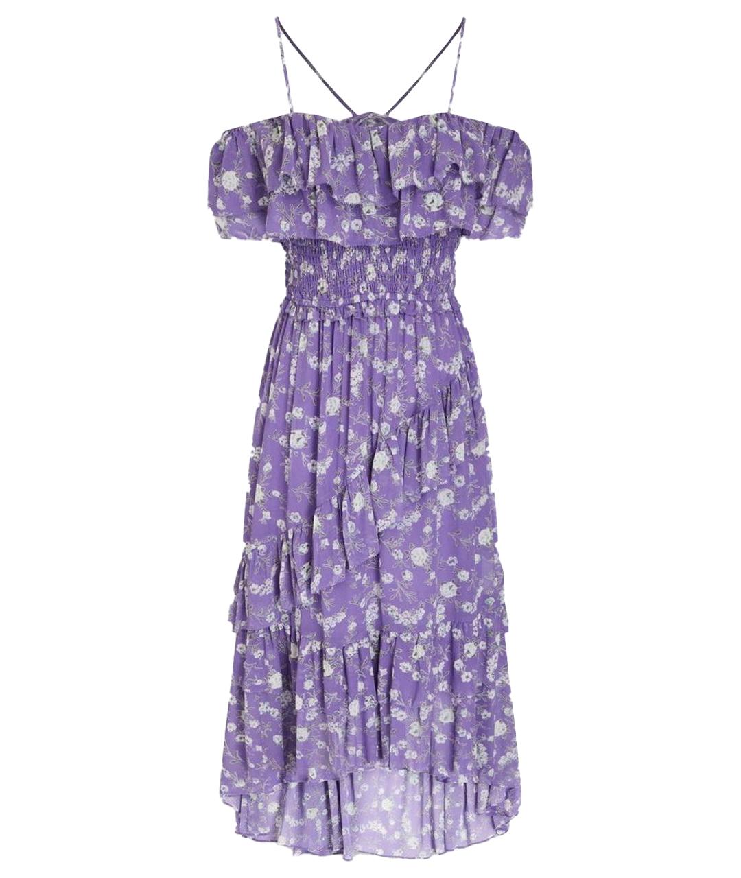 ULLA JOHNSON Фиолетовое шелковое повседневное платье, фото 1