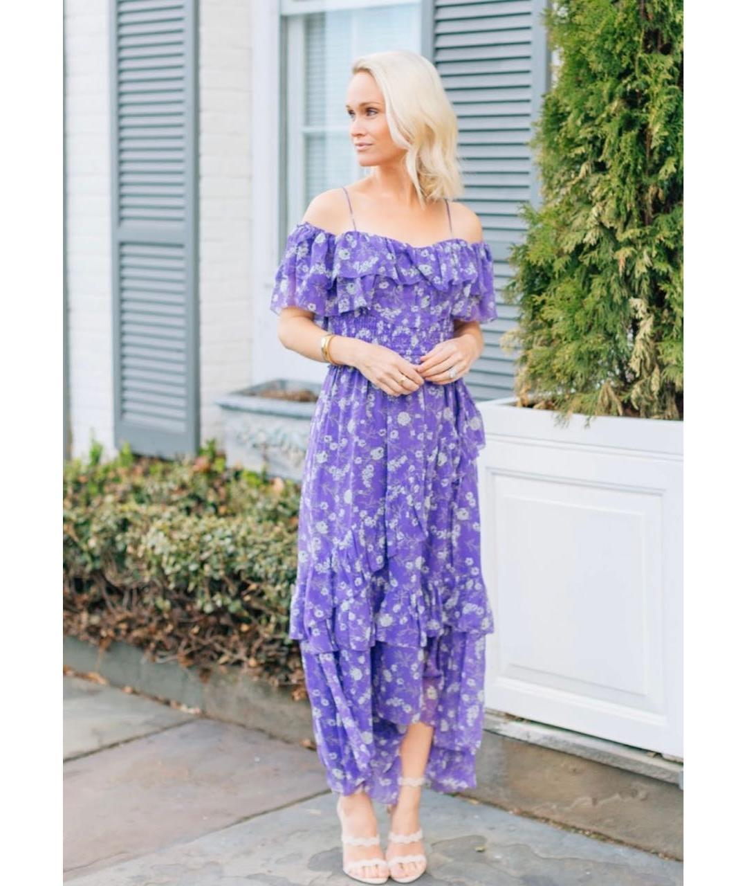 ULLA JOHNSON Фиолетовое шелковое повседневное платье, фото 8