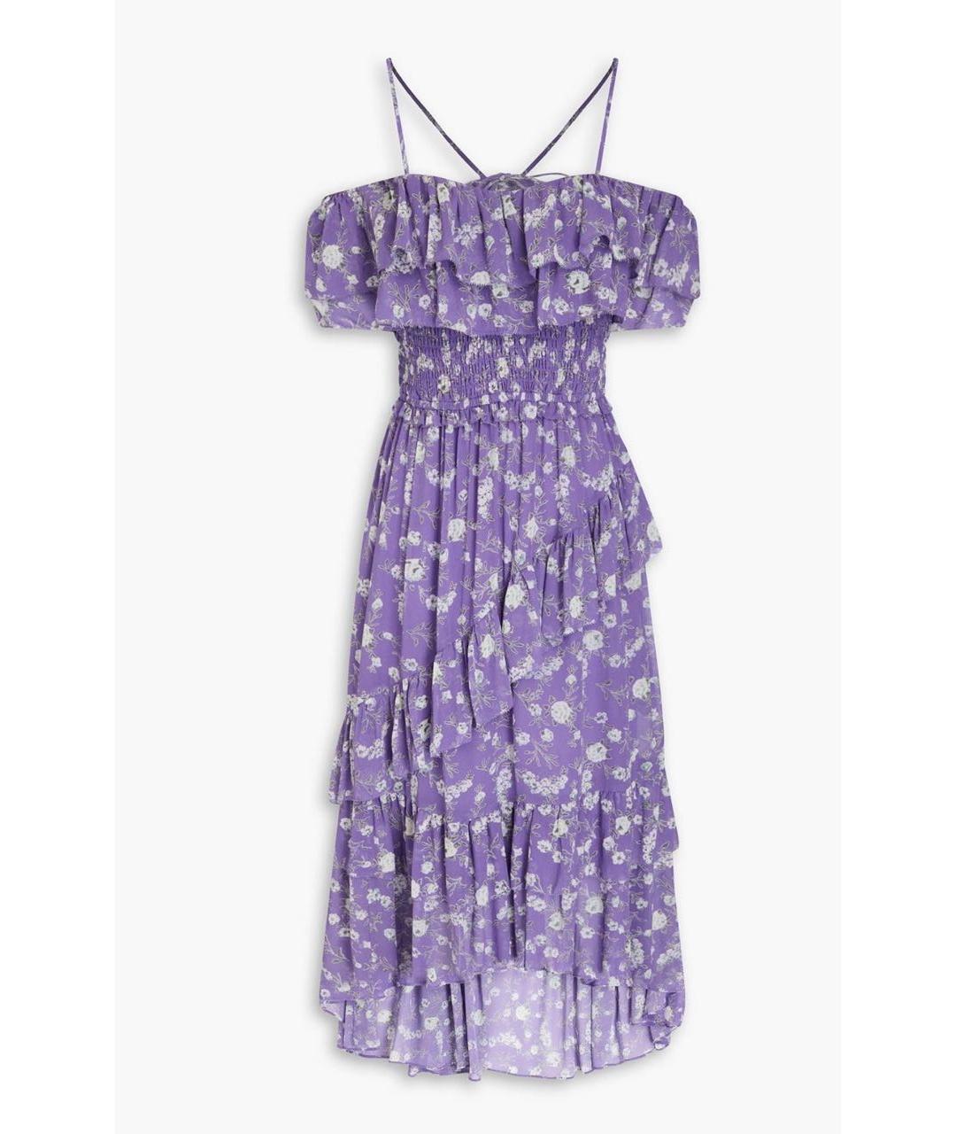 ULLA JOHNSON Фиолетовое шелковое повседневное платье, фото 9