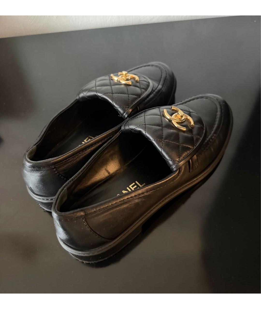 CHANEL Черные кожаные лоферы, фото 5
