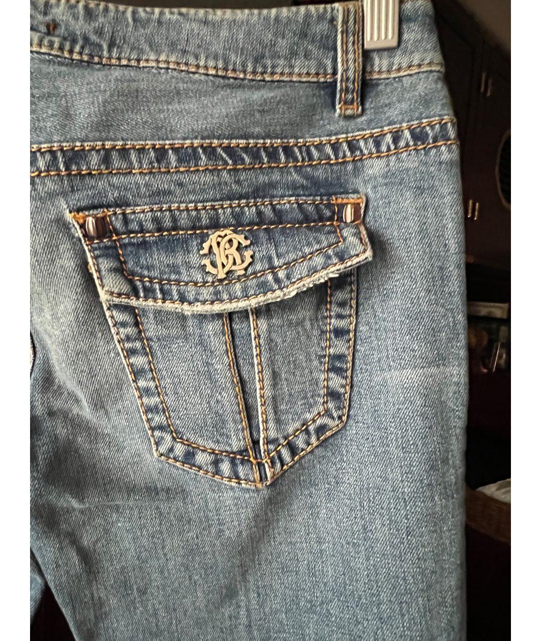 ROBERTO CAVALLI Голубые хлопковые прямые джинсы, фото 7