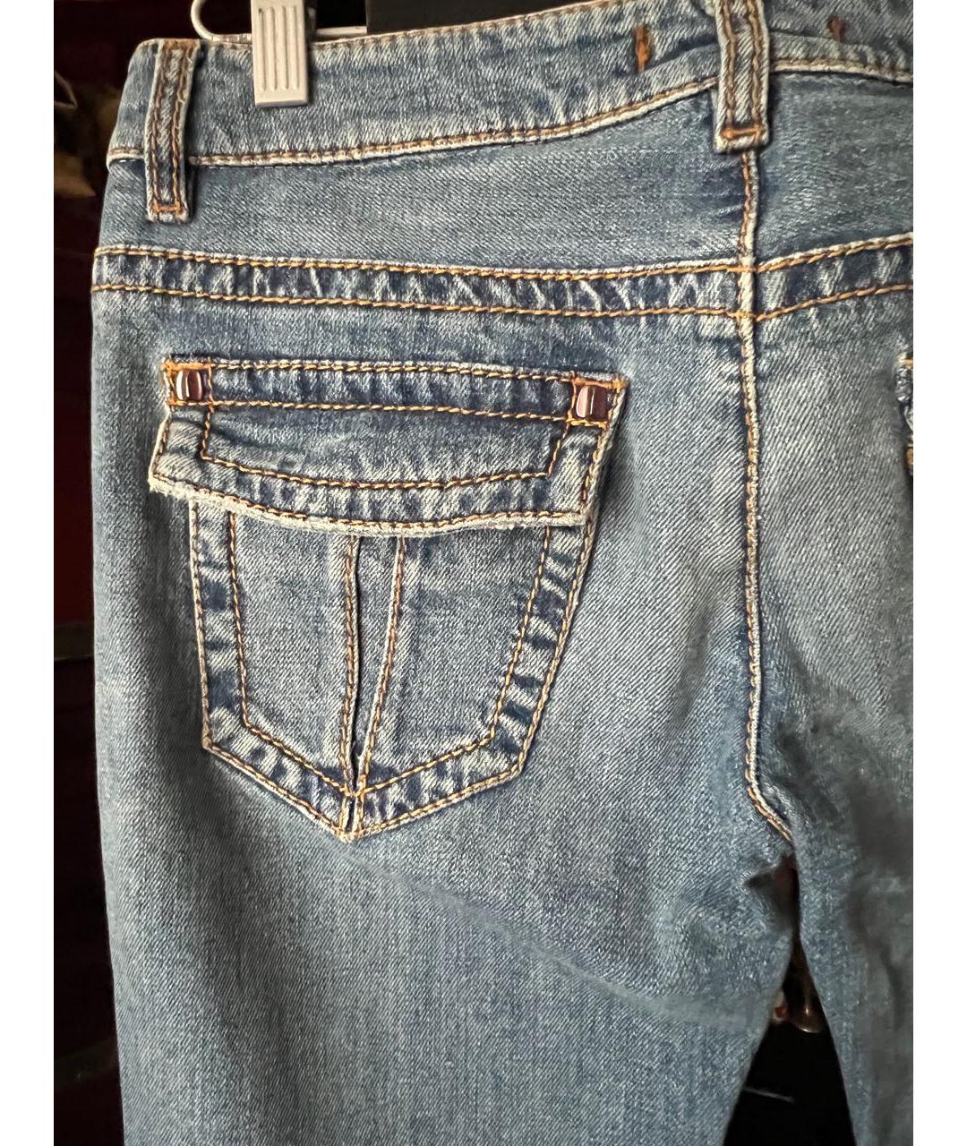 ROBERTO CAVALLI Голубые хлопковые прямые джинсы, фото 8