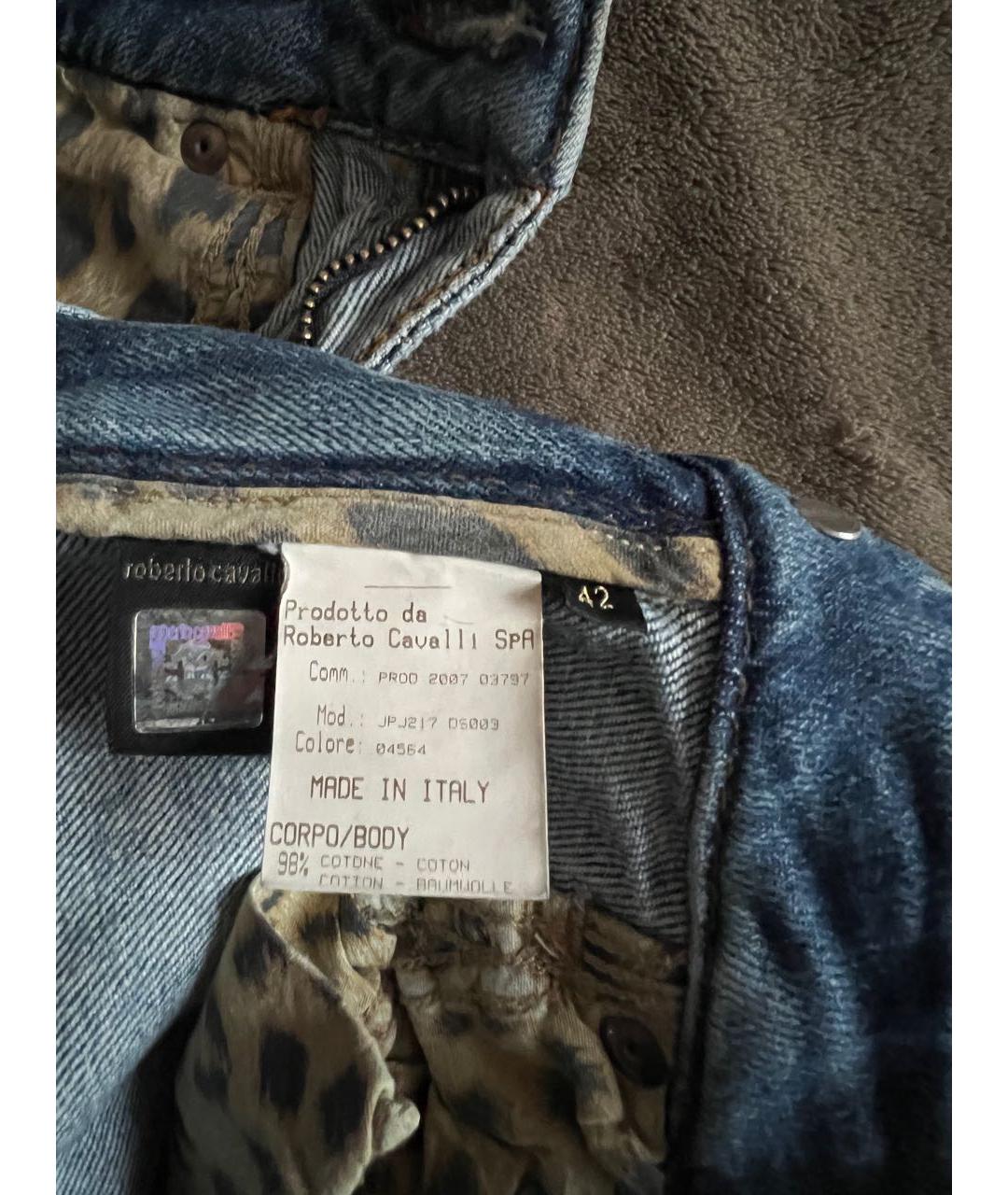 ROBERTO CAVALLI Голубые хлопковые прямые джинсы, фото 5