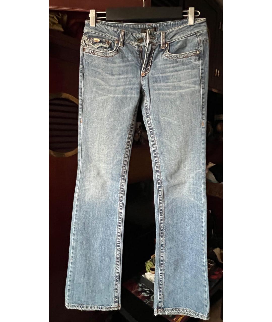 ROBERTO CAVALLI Голубые хлопковые прямые джинсы, фото 9