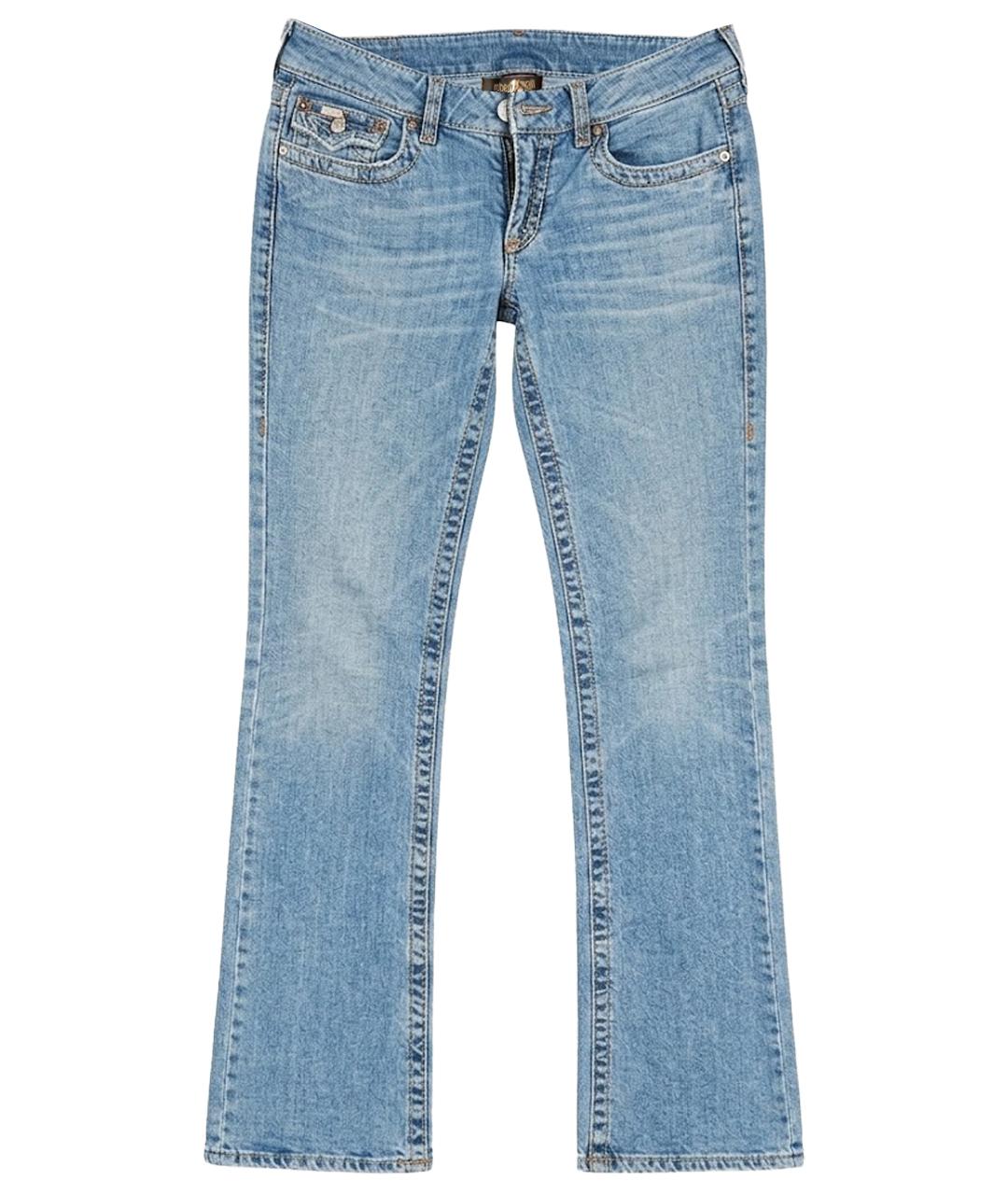 ROBERTO CAVALLI Голубые хлопковые прямые джинсы, фото 1