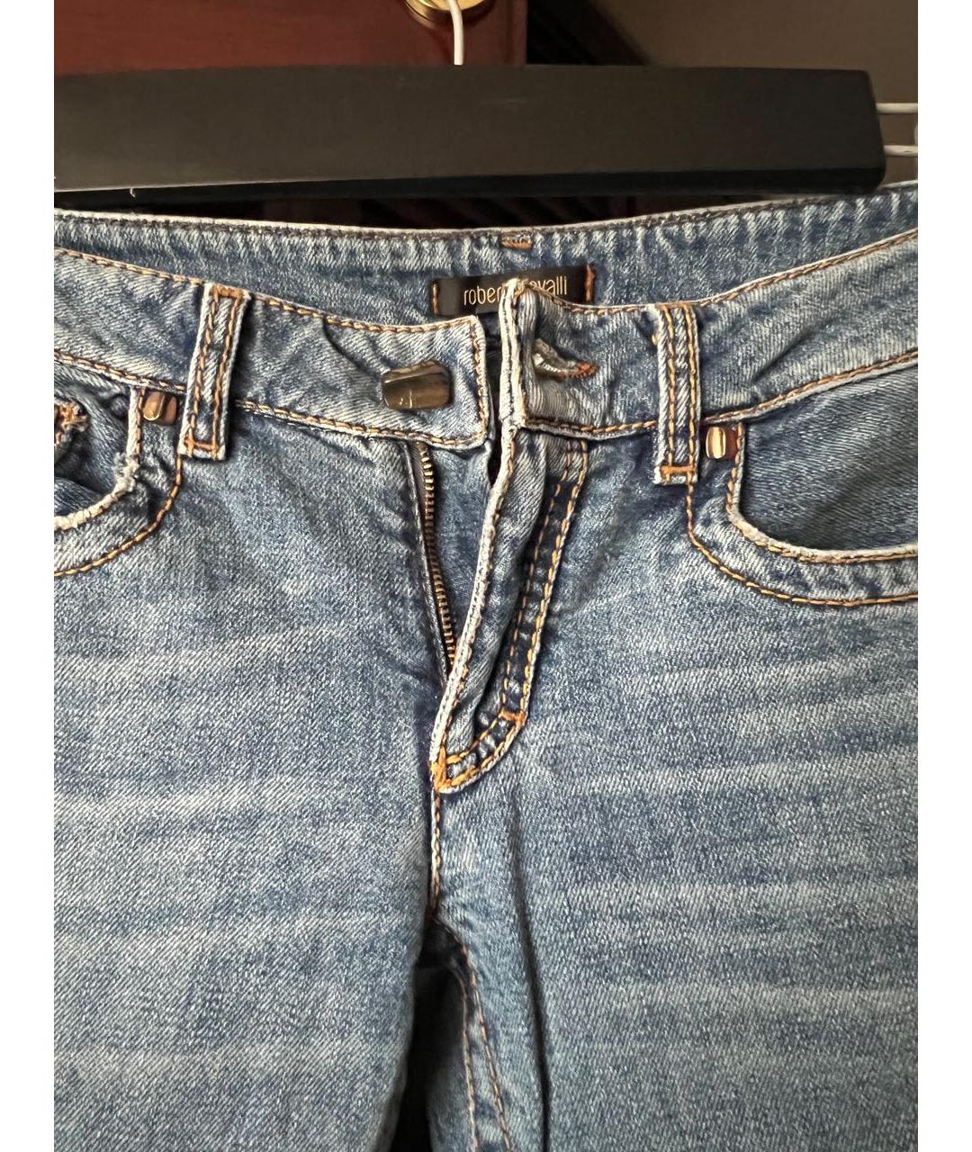 ROBERTO CAVALLI Голубые хлопковые прямые джинсы, фото 6
