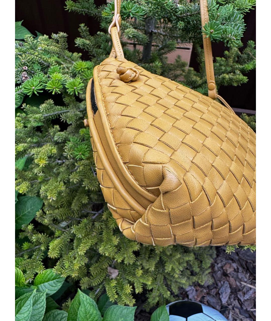 BOTTEGA VENETA Горчичная кожаная сумка через плечо, фото 2