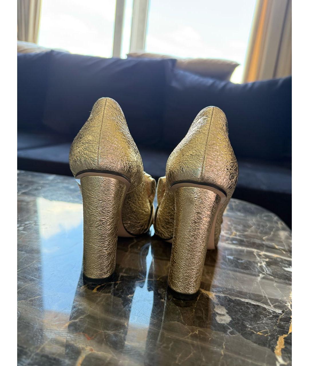 GUCCI Золотые туфли из лакированной кожи, фото 7