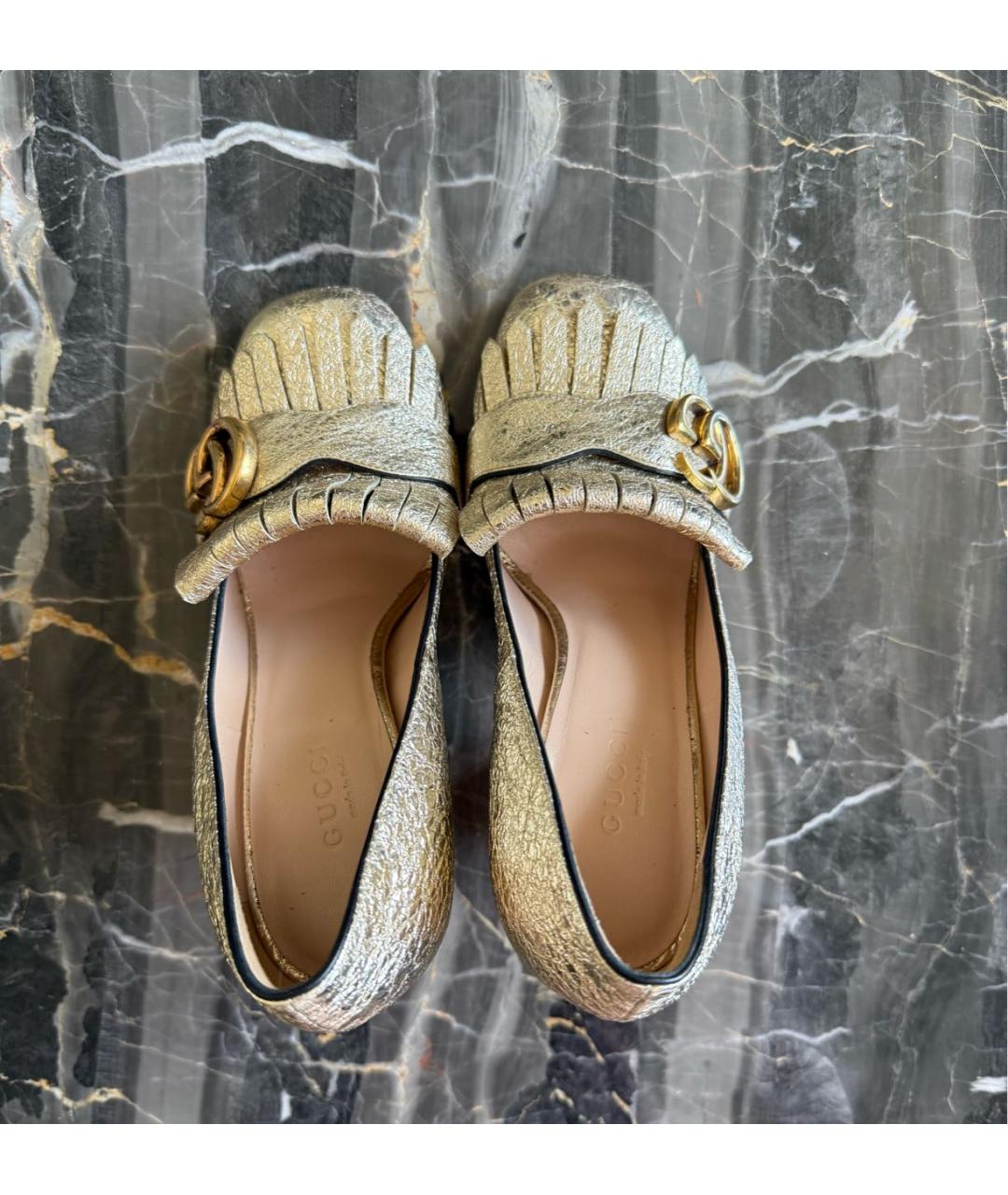 GUCCI Золотые туфли из лакированной кожи, фото 3