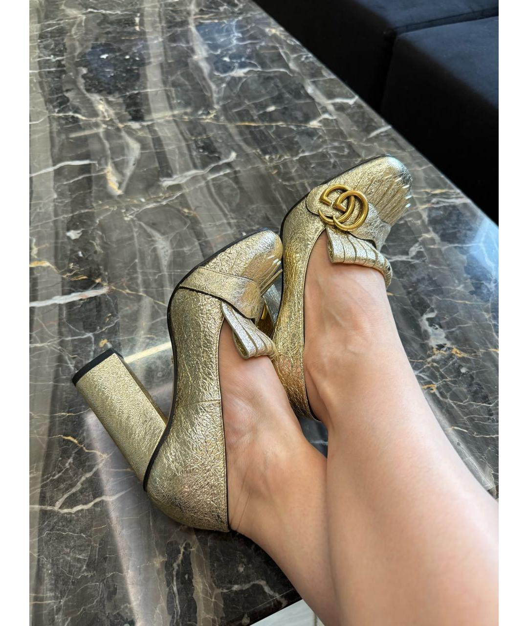 GUCCI Золотые туфли из лакированной кожи, фото 4