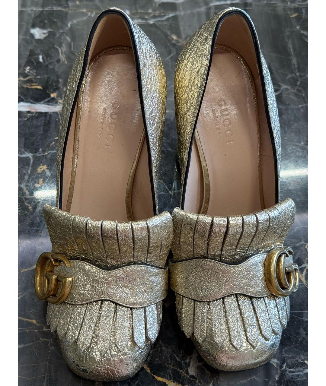 GUCCI Золотые туфли из лакированной кожи, фото 2