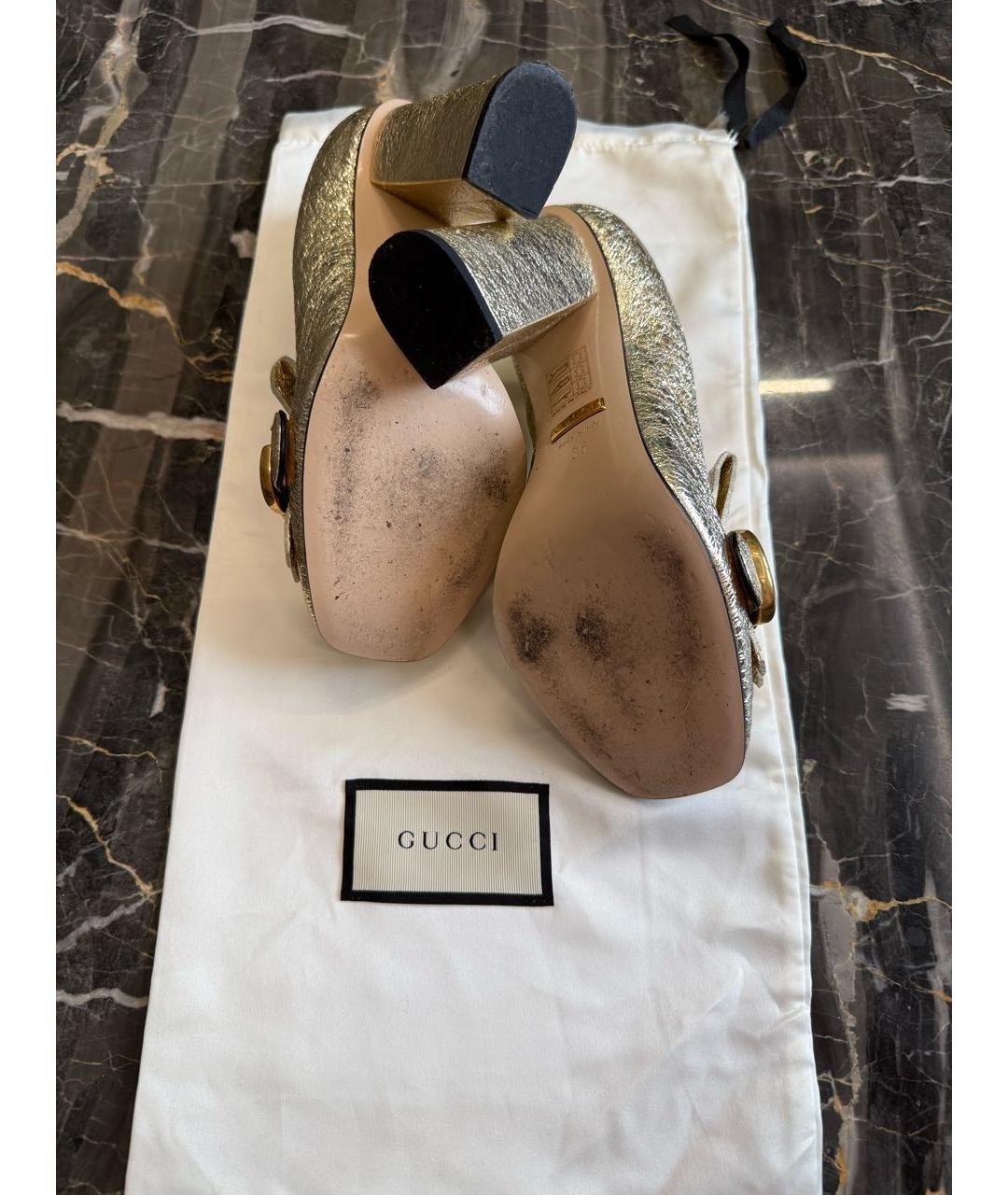 GUCCI Золотые туфли из лакированной кожи, фото 6