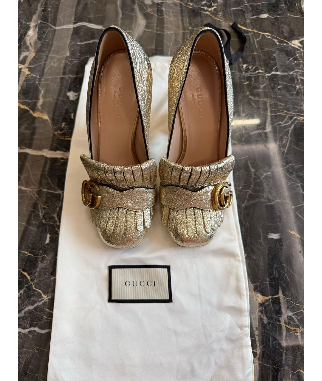 GUCCI Золотые туфли из лакированной кожи, фото 8