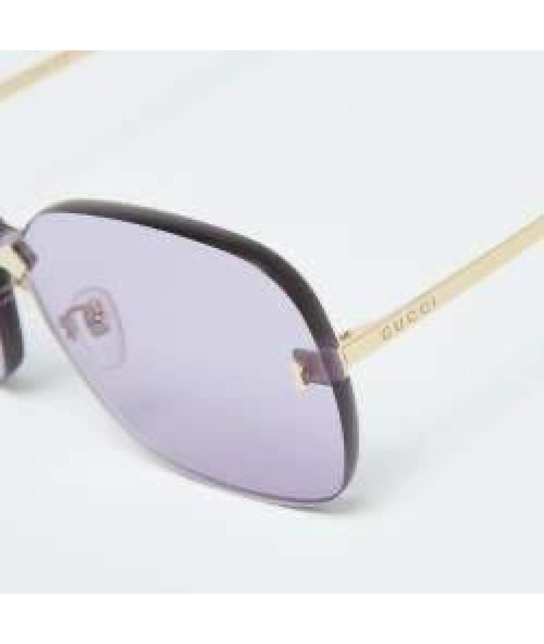 GUCCI Золотые металлические солнцезащитные очки, фото 5