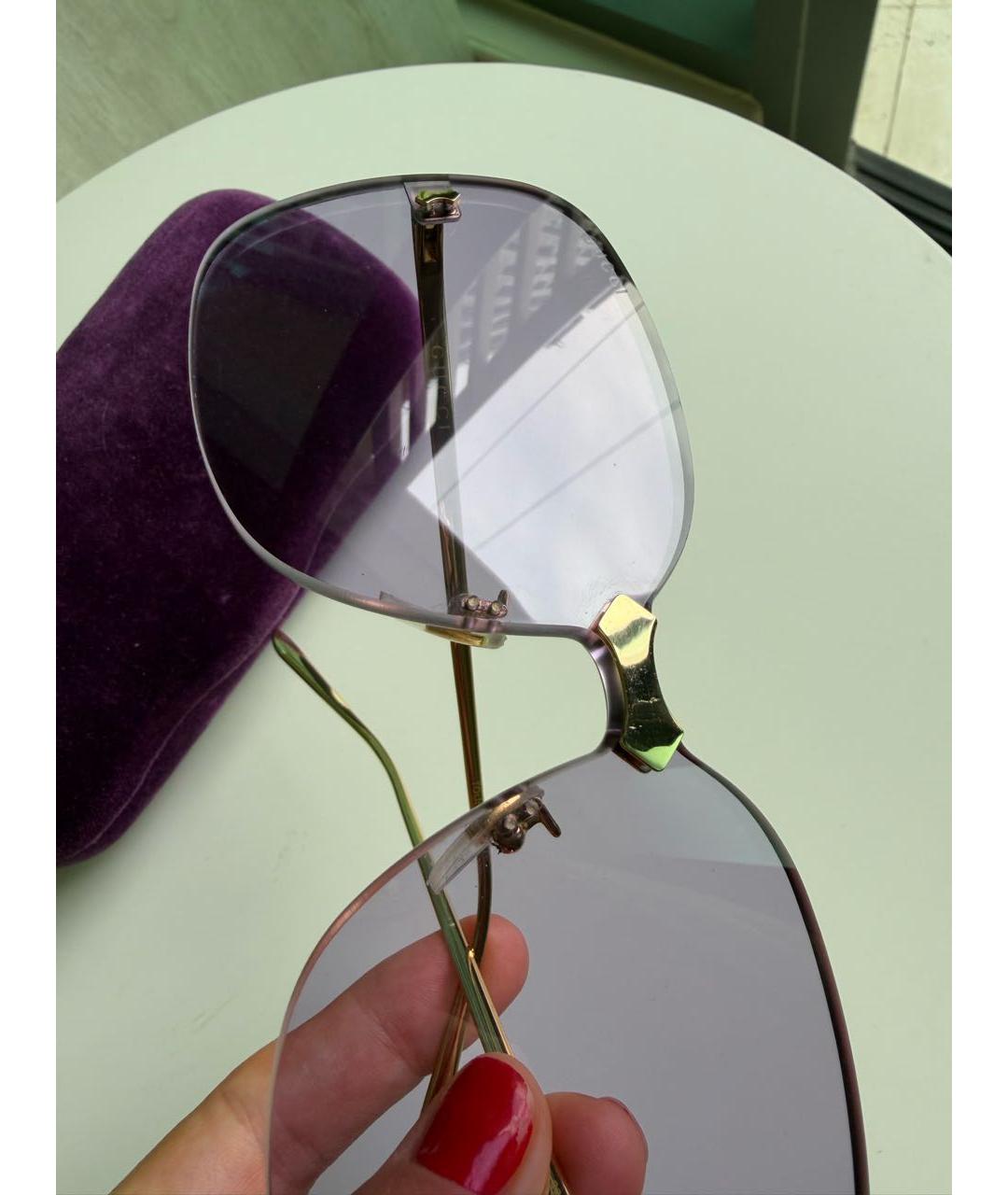 GUCCI Золотые металлические солнцезащитные очки, фото 7