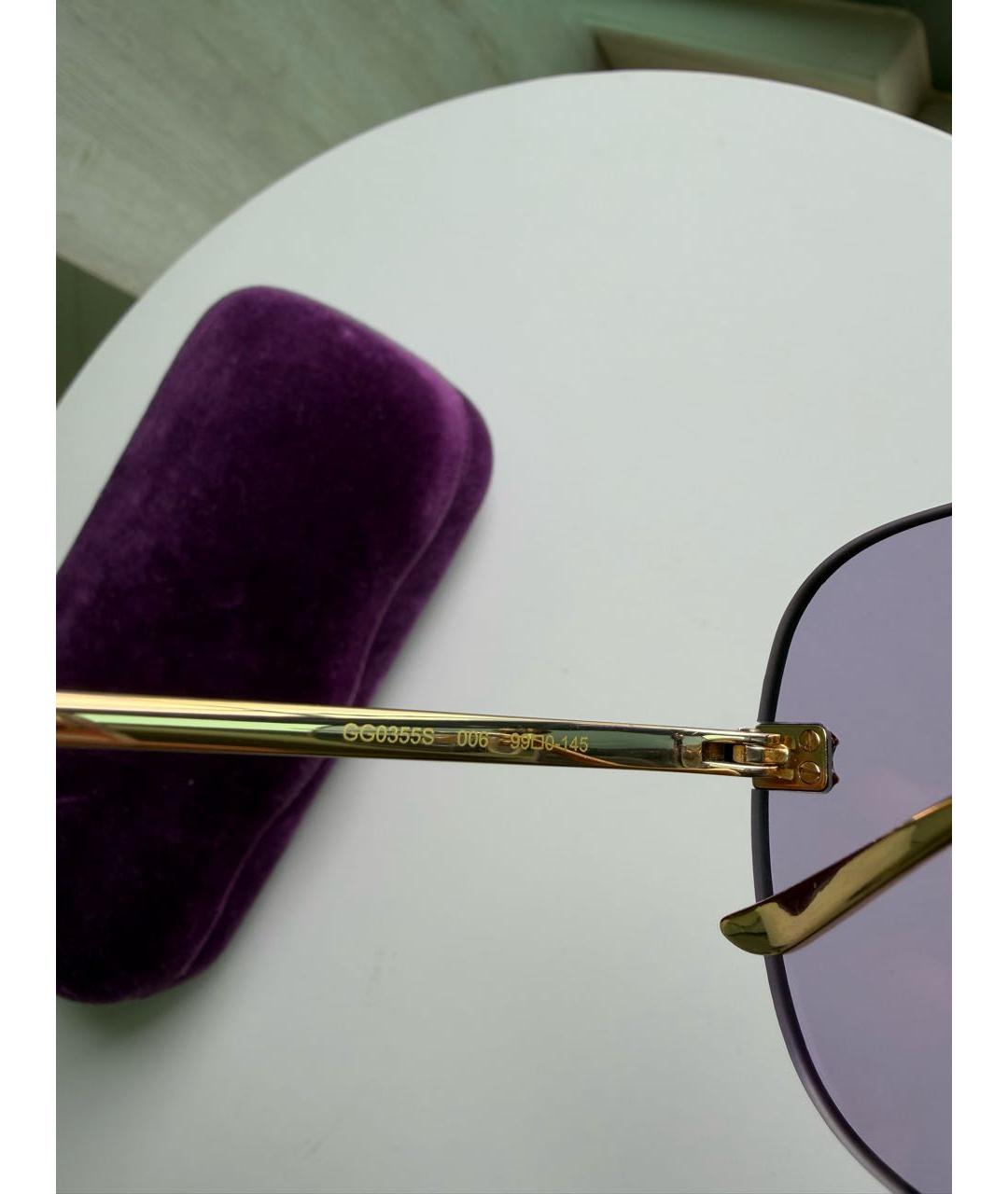 GUCCI Золотые металлические солнцезащитные очки, фото 3