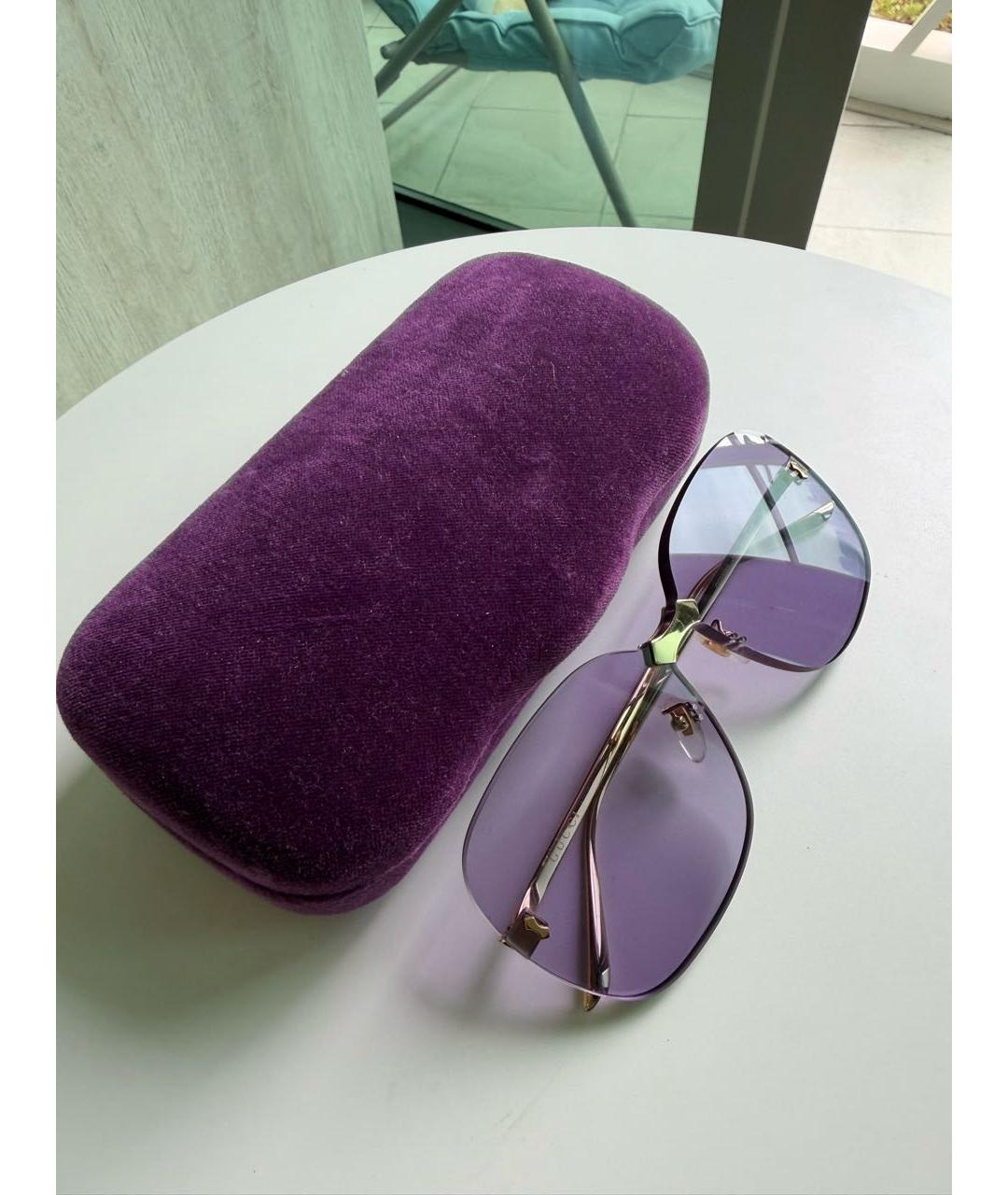 GUCCI Золотые металлические солнцезащитные очки, фото 4