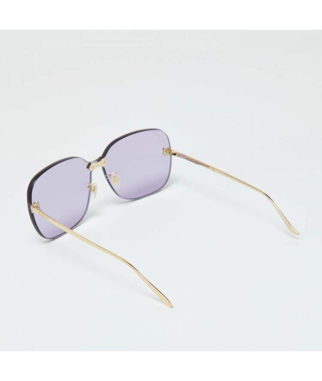 GUCCI Золотые металлические солнцезащитные очки, фото 2